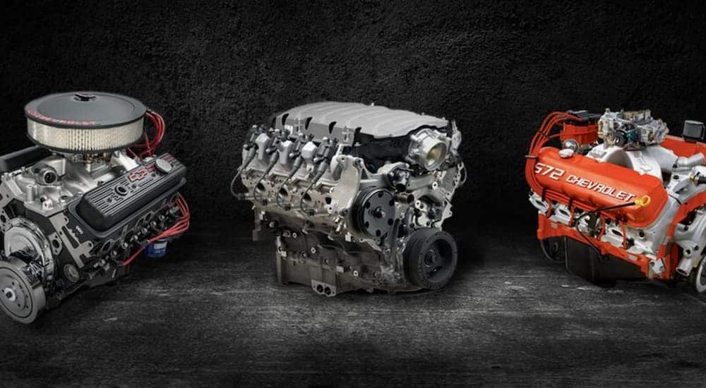Three Chevy Performance Parts, previously known as GM Performance Parts, Crate Engines are shown.