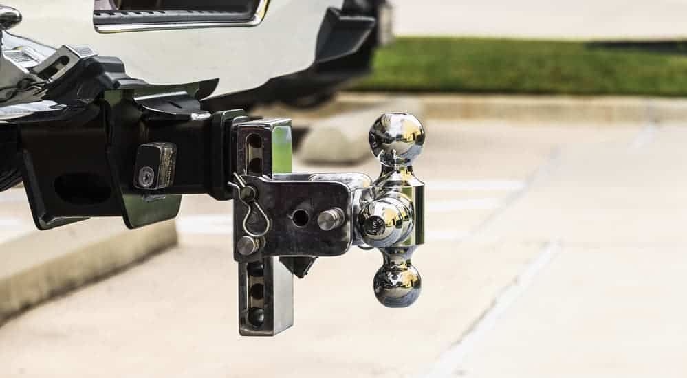 A tow hitch is on a truck.