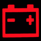 The red battery warning light is shown.