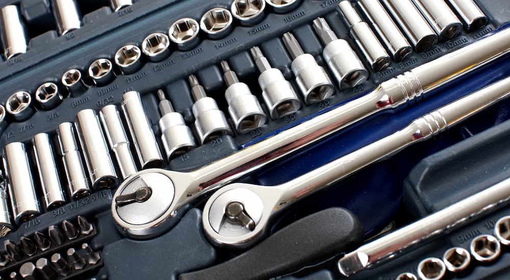 A socket and wrench set is shown.