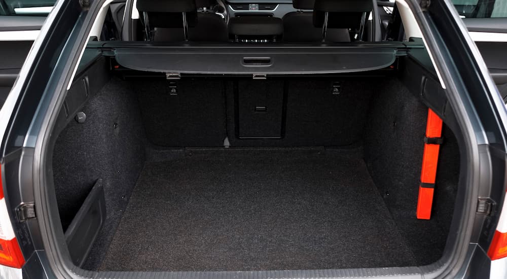 A view of the trunk space of an SUV.