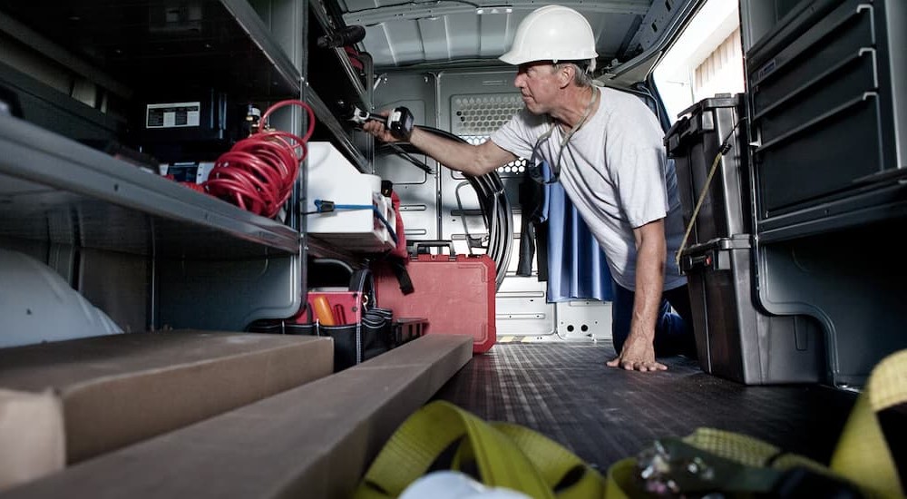 The cargo area is shown in a white 2025 GMC Savana 1500 Cargo Van.