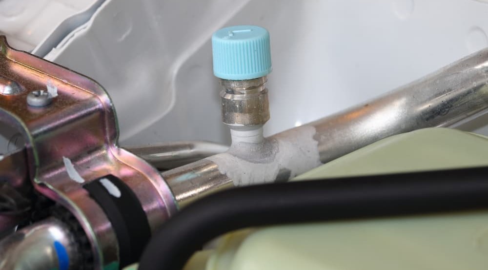 AC charge point in an engine bay..