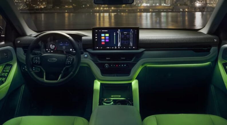 Ambient lighting options inside a 2025 Ford Explorer