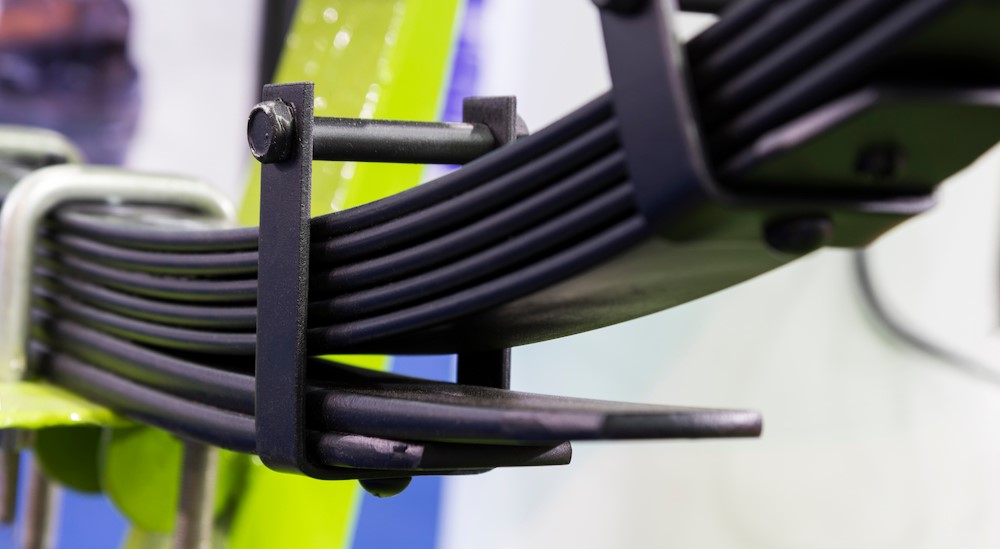 Close-up of leaf springs.
