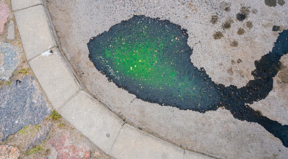 A brake fluid spill.