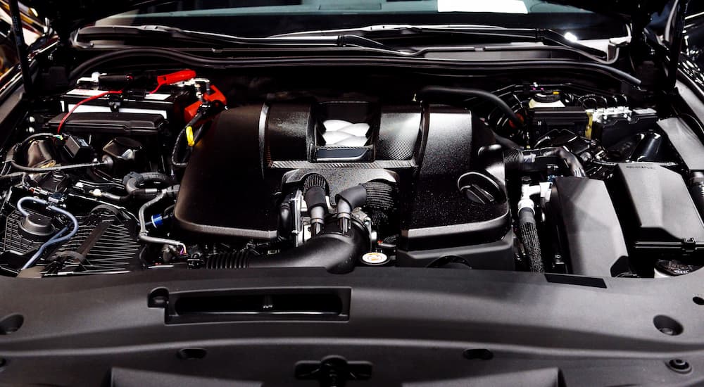 A close-up of a car engine