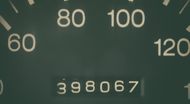 An odometer with high mileage.