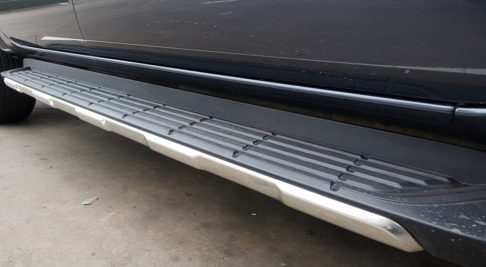 Close-up of running boards on an SUV