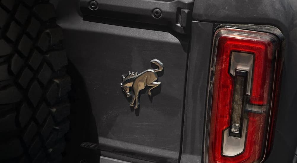 Spare tire and Badge on a gray 2026 Ford Bronco Sport.